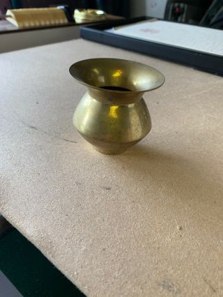 Vintage Small Brass Spittoon Chewing Tobacco,  2 1/2in Tall Spitoon,  India