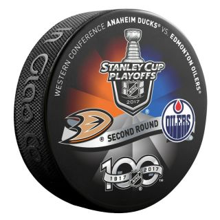 2017 Anaheim Ducks Vs Edmonton Oilers Stanley Cup Playoff Hockey Puck