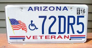 Arizona Disabled Veteran License Plate Military (3,  Plates) 72dr5