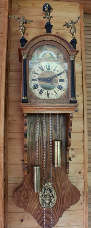 Hughe Friesian Zaanse Wall Clock Handpainted Dial Moonphase Jwa Warmink