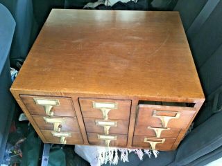 VINTAGE Maple GAYLORD 9 DRAWER CARD FILE CABINET 20x17x13 2