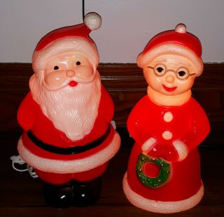 Vintage Union Blow Molds Santa And Mrs.  Claus