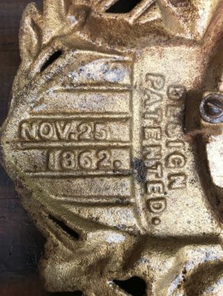 Rare Antique Civil War Era Cast Iron Mirror/Eagle & Federal Shield/Patented 1862 3