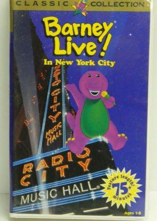 Vintage Vhs Movie Barney Live In York City Plays Well 1994 Pre Owned