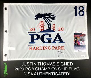 Justin Thomas Autographed 2020 Pga Championship Harding Park Golf Flag Jsa