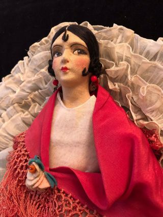 Rare Early Norah Wellings Spanish Lady Boudoir Doll 18 " Made In Spain