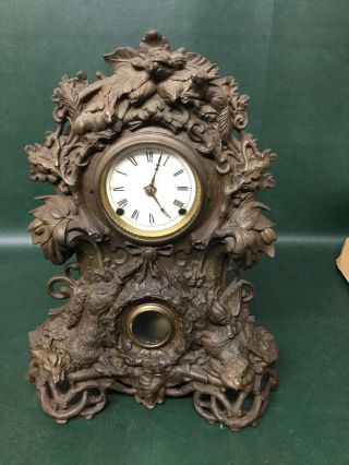 Antique Waterbury Mantle Clock Nicholas Muller Ny No.  65 Pat.  1858 Hunting Scene