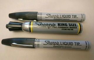 3x Vintage Sharpie Permanent Markers King Sized Metal Body Potent Smelly