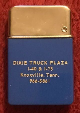 Vintage Dixie Truck Plaza Advertising Flip Top Lighter - Made In Usa