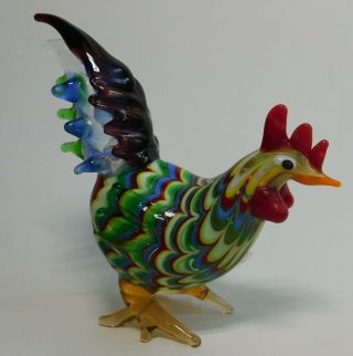 Vintage Fitz Floyd Glass Menagerie Rooster Chicken Figurine W/box 3 1/2 "