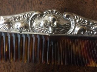 Antique Edwardian Silver Mounted Faux Tortoiseshell Dressing Table Comb.
