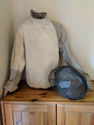 Mid 1800’s Fencing Jacket And Mask Vintage Antique