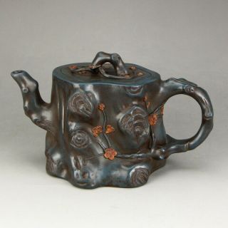 Vintage Chinese Yixing Zisha Clay Teapot W Plum Flower & Artist Signed