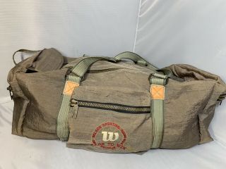 Vintage Wilson Nylon Khaki/brown Duffle Hand Bag Gym Bag