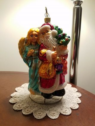 Christopher Radko Santa With Angel Christmas Ornament - Vintage -