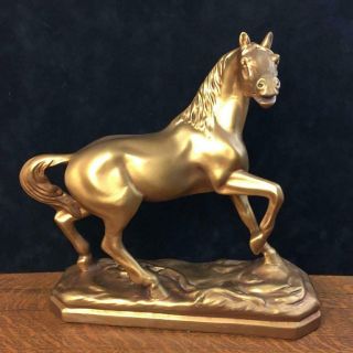 Vintage House Of David 15 " Horse Statue Rare Gold Orig Finish Benton Harbor Mich