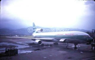 Vintage Slide Sl87 ☆ 1977 Hong Kong Airport Cathay Pacific Airlines 228a