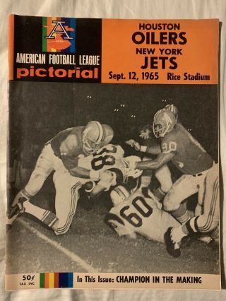 Vintage 1965 Houston Oilers Vs York Jets Football Program