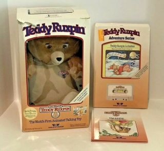 Vintage 1985 Teddy Ruxpin Talking Bear W/ 2 Tapes & Books Animated Plush