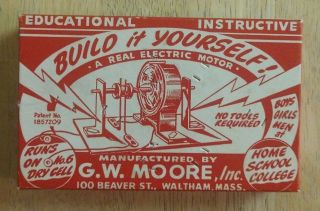 Vintage G.  W.  Moore Build It Yourself Electric Motor Kit - 1940s/1950s
