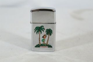 Retro Zippo Hula Dancer Palm Trees Hawaii Cigarette Lighter