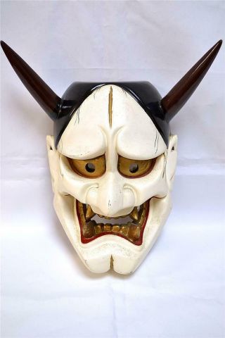 Wooden Japanese Traditional Noh Mask Hannya Demon Kagura Kabuki Bugaku Samurai