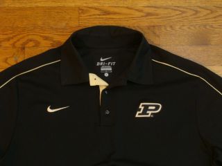 Purdue Univ Boilermakers Nike Dri Fit Black Short Sleeve Golf Polo Shirt Large
