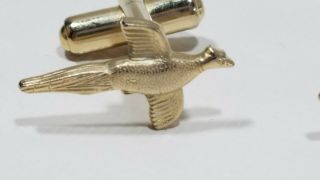 Vintage Goldtone Flying Pheasant Cufflinks 2