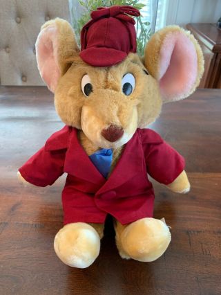 Vintage Disney The Great Mouse Detective Basil 15” Plush 1986 Walt Disney Co.