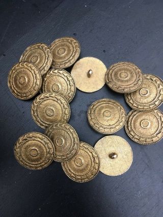 14 Vintage Gold Tone Heavy Brass Metal Roman Style Shield Buttons 7/8”