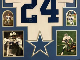 FRAMED DALLAS COWBOYS LARRY BROWN AUTOGRAPHED SIGNED INSCRIBED JERSEY GTSM HOLO 2