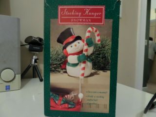 Hallmark Christmas Snowman Stocking Hanger Vintage 1989 Candy Cane Frosty