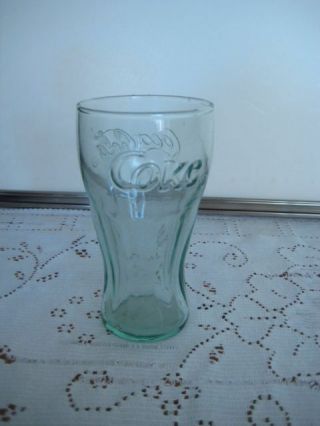 Vintage Coca - Cola Coke Light Green Glass Cup,  4.  5 " Tall