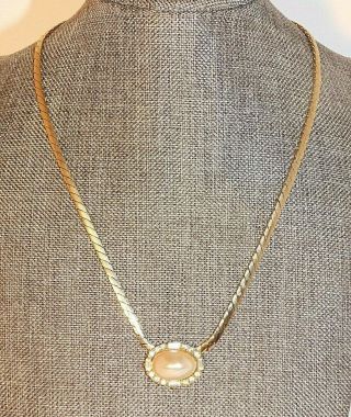 Vtg.  Christian Dior Faux Pearl & Crystal Gold Tone Necklace Chocker