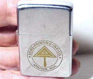 Vtg 1971 Zippo Lighter,  Advertising “ACME PRINTING INK CO.  ” Appleton,  WISC 2