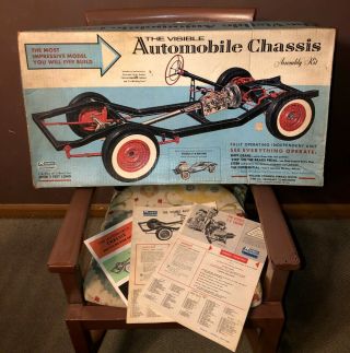 Vintage Renwal Visible Automobile Chassis 813 & Visible V - 8 Engine Not Complete