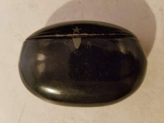 Vintage Black Lacquer Oval Trinket Box Hinged Lid 3.  25x1x2.  25 "
