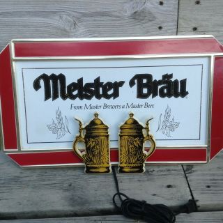 Meister Brau Beer Vintage Beer Plastic Sign Electronic Lights Great