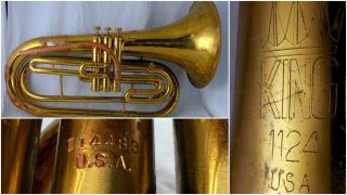 Vintage (early 114483) King 1124 Marching Baritone Horn Euphonium Repair