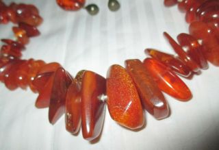 Vtg Carnelian Agate Rustic Burnt Orange Beaded Costume Necklace & Earrings Set 2