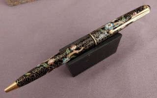 Vintage Chinese cloisonne fountain pen and ballpoint set - like Parker design 2