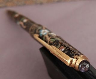 Vintage Chinese cloisonne fountain pen and ballpoint set - like Parker design 3