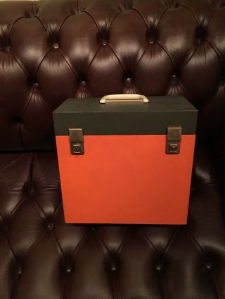 Vintage Heavy Duty 12” Record Vinyl Storage Carry Case 3 Orange Brown