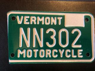 Vermont Motorcycle License Plate Nn 302 No Tag