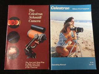 Vintage Celestron Schmidt Camera & 500mm Telephoto Lens Operating Manuals