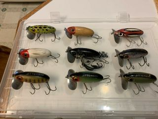 Group Of 9 All Different Color Large Size Fred Arbogast Jitterbug Lures