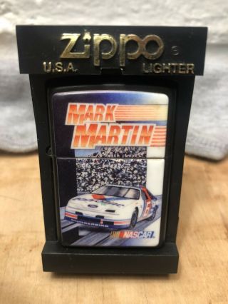 Vintage 1996 Zippo Lighter Mark Martin Nascar 6