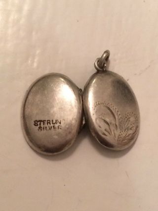 Vintage Sterling Silver Oval Photo Locket Charm Pendant