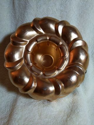 Vintage Copper Aluminum Jello Mold Bundt Cake Pan Wall Hanging 10 " Round 12 Cups