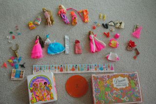 Vintage Dawn Doll 4 Dolls 1970 Outfits Accessories Record Case Hippie Gowns